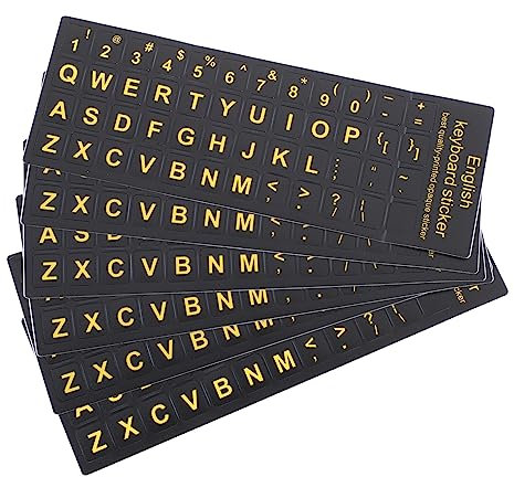 Veemoon Computer Keyboard Stickers Matte Finish English Letters Replacement Universal Keyboard Letter Stickers for Laptop Desktop with Yellow Font