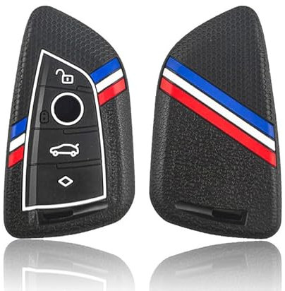 Juttzzei Protection Coque clé de Voiture B-mw, pour Coque de clé en Silicone B-mw 1 2 3 5 6 7 Série Active Tourer F21 F45 F46 X1 F48 X3 X4 X5 X6 F15 F85 F16, Housse de Clé B-mw 1 Série-4 boutons(Noir)