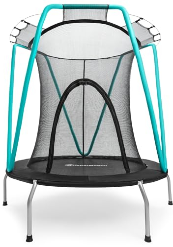 HyperMotion Kindertrampolin mit Sicherheitsnetz, 137cm Gartentrampolin für Innen & Außen - Verzinkter Stahlrahmen, bis 25kg belastbar, für Kinder 3-8 Jahre
