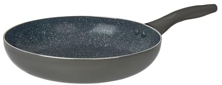 Crealys 529576 Poêle Aluminium AUTAN Ø 24 cm H 5 cm - Revêtement Antiadhésif Sain en Céramique effet pierre - Coloris Gris - Manche thermorésistant silicone - Tous feux dont induction