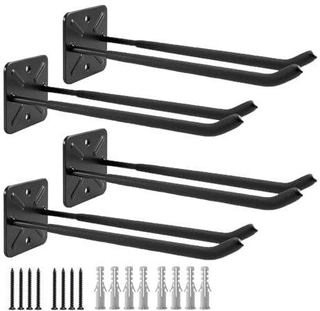 Krtopo 4er Set Reifen Wandhalterung Reifenhalter für Wandmontage Felgenhalter Wand für Autoreifen, Gartengeräte, Alufelgen inkl. Schrauben und Dübel Set Doppelte Stange