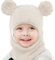 Casenly Kinder Wintermütze, 3 in 1 Schalmütze Warme Schalmütze Niedliche Baby Schlupfmütze Beanies Kapuze mit Doppelpom Pom Winddichte für Mädchen und Jungen, Beige