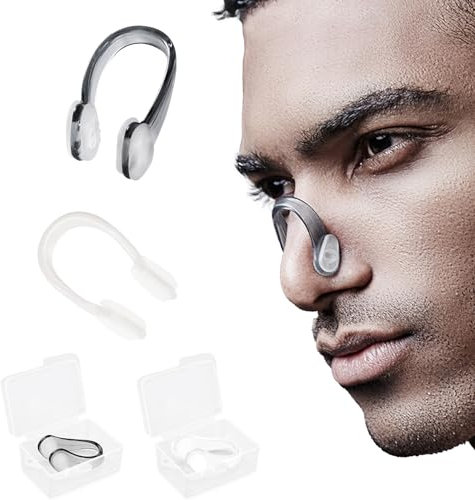 JeoPoom 2 Pièces Pince Nez Natation, Pinces à Nez en Silicone, Nage de Nez Clips avec Boîte de Rangement, pour Débutants ou Professionnels
