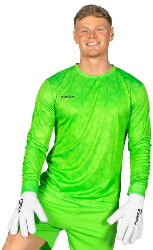 FORZA Men’s Long-Sleeve Goalkeeper Jerseys [XS-XXL] - Premium Football Jerseys with Sweat-Wicking Finish - Available in Four Vibrant Colours (UK, Alpha, M, Regular, Regular, Fluro Green)