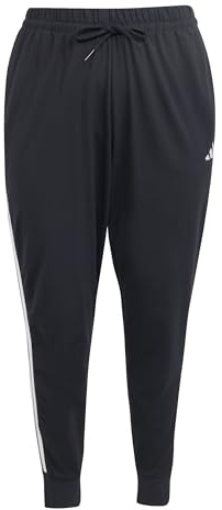 adidas Women's Essentials 3-Stripes Jogger Pants (Plus Size), Black/White, XL Plus