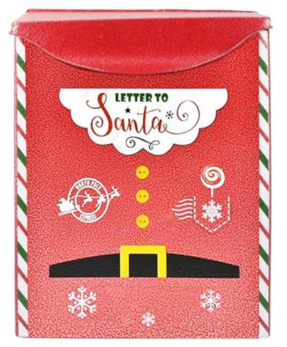 BAKAJI Cassetta Postale Natalizia in Metallo, Buca per Le Lettere Letterine di Babbo Natale Rossa Resistente, Decorazione Addobbo Natalizio North Pole da 35 cm, Cassettina Portalettere