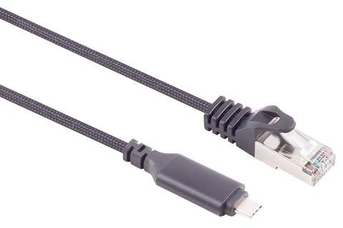 1aTTack.de Cavo adattatore da USB-C a LAN da 2 m, 1 pezzo, trasferimento dati da 1 Gbit, cavo da USB C 3.1 a RJ45 Ethernet Cat6, compatibile con smartphone, laptop, Macbook, 2 m