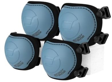 Scoot & Ride Protektoren-Set XXS Steel – Knie- & Ellbogenschoner für Kinder ab 1 Jahr – Verstellbare Schutzkleidung mit Schnellverschluss – CE-Zertifiziert für Roller & Laufrad
