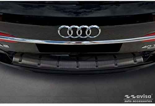 Avisa Schwarz Edelstahl Heckstoßstangenschutz kompatibel mit Audi A6 (C8) Avant inkl. S-Line 2023- 'STRONG EDITION'