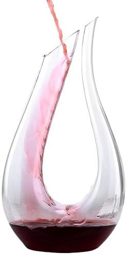 Caraffa per vino da 1,5 l, in vetro di cristallo, elegante decanter per vino rosso, vino bianco e vino rosato – Aeratore per vino fatto a mano per uno sviluppo ottimale – Caraffa decantatrice da 1500