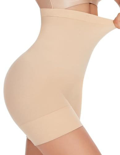 YADIFEN Shapewear Damen Bauchweg Hohe Taille,Bauchweg Unterhose Damen Bauchkontrolle Miederhose Damen Bauchweg Shaping Unterwäsche Damen mit Bein Oberschenkel Hip stark formend(Beige, L)