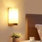 Comely Wandleuchte Innen Holz, E27 Vintage Wandlampe Innen mit Glas Lampenschirm, Rechteckige Wandbeleuchtung für Wohnzimmer Schlafzimmer Flur Treppen, Mit Glühbirne
