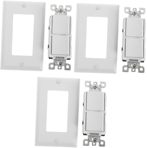 NUOBESTY 3 Piezas Interruptor Doble con Cubierta de Pared Moderno y Práctico Hogar y Interruptor Palancas Instalación Reducidos