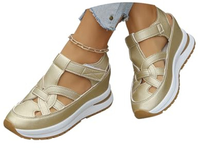 Minetom Sandale Femme Compensées Mules Été Confort Et Nu-Pieds Plateforme Chaussures Basket Bout Fermé Bride Cheville