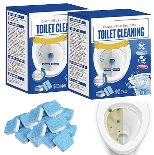 SGZIOO WC Reiniger Tabs, 32 Stück Toilettenreiniger Tabs, Spülkasten Tabs Aktiv, WC Reiniger Extra Stark, Wasserkastenwürfel für Hygienische Frische, gegen Urinstein und Kalkablagerung