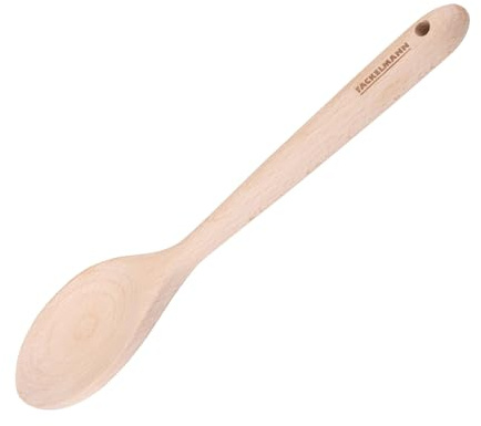 FACKELMANN x Pamela Reif Kochlöffel aus Buchenholz, 28 cm – für beschichtete Pfannen und Töpfe, mit Aufhängeöse, Hellbraun
