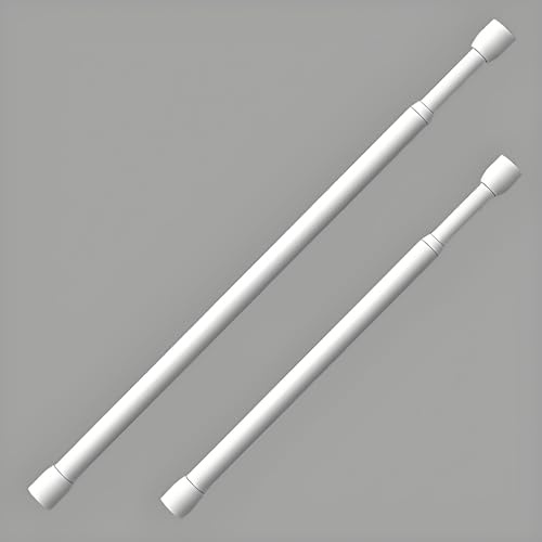 Generisch 60-245 cm Gardinenstange Ohne Bohren Weiß,Verstellbare Teleskopstange Zum Klemmen Ø 22 mm für Vorhänge, Duschvorhang& Garderobe Spannstange(0.6m)