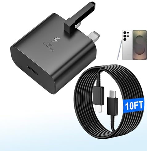 [2025 NEW] 45W Samsung Super Fast Phone Charger With 3M Cable, USB C Samsung Fast Charging Cord for Sam sung Galaxy S25/S25 Ultra/S25+/S24 Ultra/S24/S24+/S23 Ultra/S23/S22/S20/S21/Note 10, Galaxy Tab
