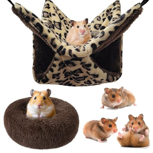 UJBVCX 2 Stück Meerschweinchen Hängematte Plüschbett für Kleine Tiere Weich Warmes Fleece Haustiere Käfig Zubehör Hängende Kleintierbetten für Schlafen Hamster Guinea Pig Ratte Chinchillas