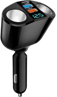 120W Car Charger Adapter, 12V-24V Car Cigarette Lighter USB Charger, Dual USB Car Charger Fast Charging Power Adapter for Smart Phones/iPad/Tablets/GPS/Vehicle Devices (120, Watts)