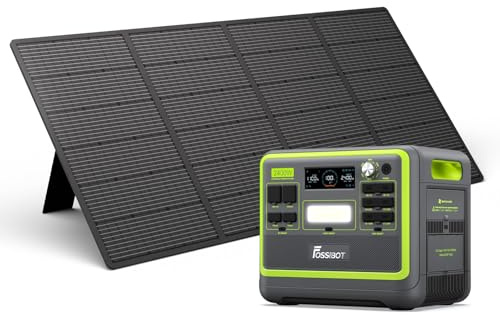 FOSSiBOT F2400+SP420 Protable Power station with SP420 solar panel | 2048Wh LiFePO4 solar-generator with 3 x 230V AC Output 2400W,for portable air conditioner/Home Emergency/outdoor/Camping/RV