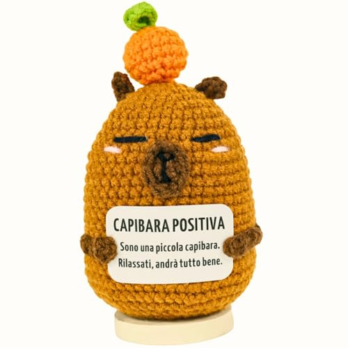 EQUIK PRODUCTS Capibara Positiva – Regalo Originale e Divertente per Donna o Uomo | Idea Regalo Compleanno Amica, Collega o Fratello | Peluche Positivo Motivazionale Portafortuna