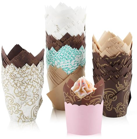 XIMEY Pirottini per Muffin Carta, Pirottini Muffin tulipano | Cupcake Liners per Cottura, Dolci, Feste, Natale e Compleanni