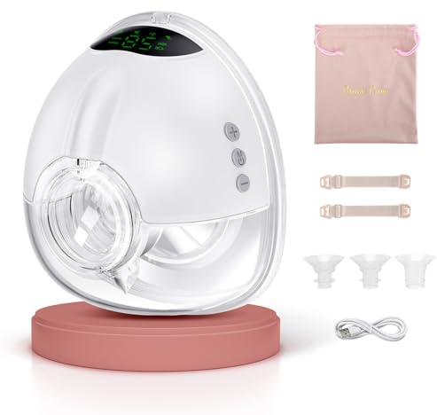 Lulia Tire Lait Electrique Main Libre LU05, 4 Modes 9 Niveaux, 350mmHg Forte Aspiration, Komfortabler & Portable, Sans BPA, avec Bride de 17/19/21/24 mm (1 Paquet-Blanc)