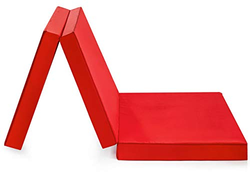 sleepling 192893 Klappmatratze | Gaestematratze Faltmatratze Notbett | Mikrofaser | Made in EU | Ökotex 100 | Universalhärtegrad | Bezug waschbar | 65 x 196 x 8.5 cm, rot