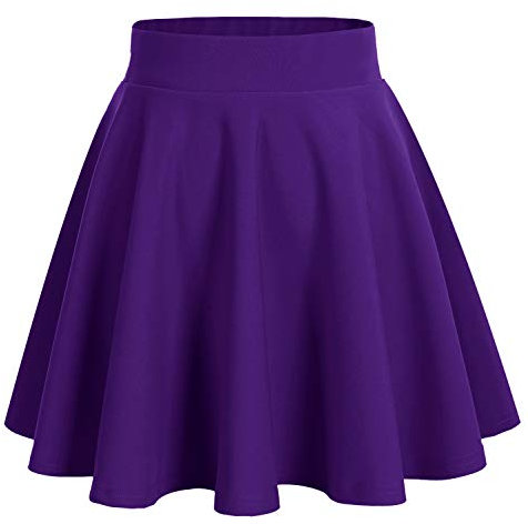 DRESSTELLS Gonne da Donna Gonna Svasata Corta Versatile Pieghe Gonna da Plissettata Vita Elastica Gonna A-Line Viola, Dark Purple 2XL