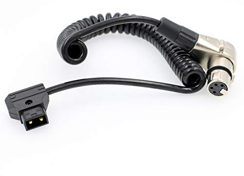 DRRI D-Tap Stecker auf XLR 4-polige Buchse rechtwinklig Spiralkabel für ARRI Alexa Kamera-Monitor