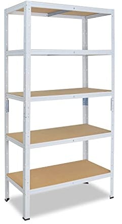 shelfplaza Home 200x100x30cm Schwerlastregal weiß mit 5 Böden x 175kg | Kellerregal · Lagerregal · Metallregal · Regale für Kellerraum · Steckregal · Abstellraum Regal