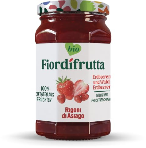 6x Rigoni di Asiago Fiordifrutta Erdbeeren und Walderdbeeren BIO Konfitüre 250g
