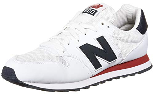 New Balance 500, Baskets homme, Blanc (Munsell White/Eclipse/Tempo Red Swb), 40 EU