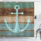 ABAKUHAUS Anker Duschvorhang, Nautical Rustic, Stoffliches Gewebe Badezimmerdekorationsset mit Haken, 175 x 240 cm, Pale Blue Brown Teal
