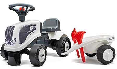 Falk - Rutschauto Traktor Valtra mit Anhänger - ab 12 Monaten Schaufel und Harke inklusive - 2 Personalisierungsstile - Nummernschild personalisierbar - 240C