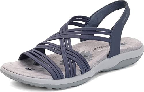 Skechers Reggae Slim Simply Stretch Sandales pour femme, bleu marine, 39 EU