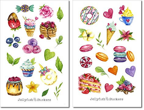 Süßigkeiten Sticker Set | Aufkleber | Journal Sticker | Planersticker | Sticker Cupcakes | niedliche Sticker | Sticker Backen, Essen, Sommer