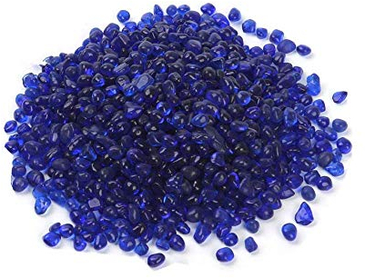 Dodxiaobeul Pierres décoratives en verre, 1 lb environ 460 g de galets en verre de mer irréguliers avec glaçage artificiel, d'aquarium, de plantes aériennes bleu marine