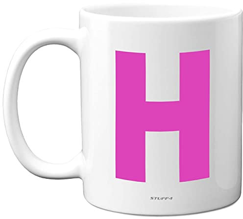 Stuff4 Personalised Alphabet Pink Initial Mug - Letter H Mug, Gifts for Her, Mothers Day, Birthday Gift for Mum, 11oz Ceramic Dishwasher Safe Anniversary, Valentines, Christmas, Retirement