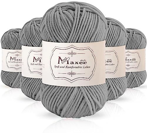 Maxee 250g(50g*5)Handstrickgarn Multicolor, Acryl Garn zum Stricken, Weicher Wolle zum Häkeln und Kunsthandwerk, Hand Knitting Garn zum Häkeln, Schals für Strickanfänger, Erfahrene Stricker