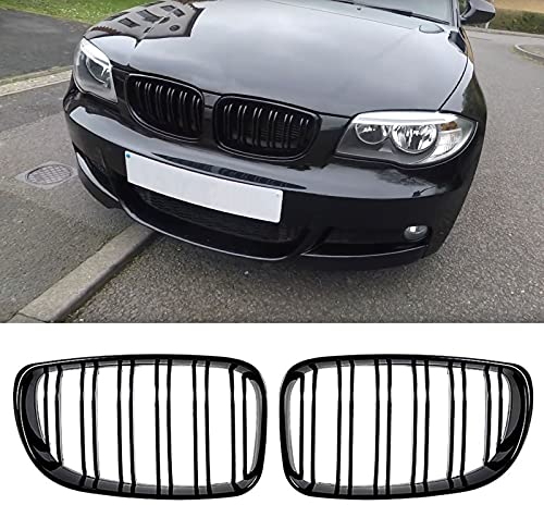 1 Paar Kühlergrille, Hochglanz-schwarzer Nierengrill, Kompatibel mit E81 E82 E87 E88 1er 2008-2013, Sport-Nieren-Frontgrills