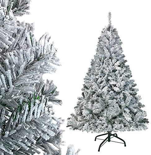 NAIZY Albero di Natale Artificiale 180 cm con Sistema di Apertura Rapida ad Ombrello e Base in Metallo, Fiocchi di Neve Bianchi Naturali