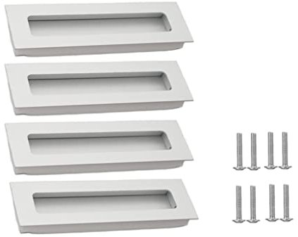 SYDARSYN 4 Pezzi Maniglie a Incasso in lega di alluminio Maniglie Nascoste Maniglie Rettangolo per Porte Scorrevoli e Armadi (140 * 42 mm, Opaco)