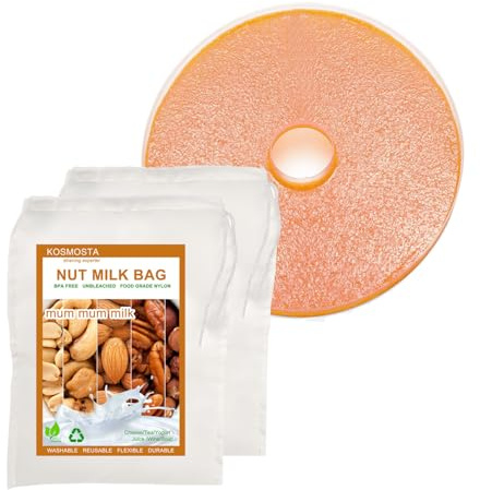2 Pack Nut Milk Bags with Fruit Roll Sheets, 100 Micron Reusable Nylon Food Strainers Bags Multi-use Food Grade Almond Milk Filter Bags, Fine Mesh Nylon Cheesecloth & Cold Brew Coffee Filter