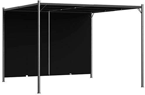MOONAIRY Gartenpergola mit Versenkbarem Dach, Grillpavillon, Anstellpavillon, Terrasenüberdachungen, Grillüberdachungen, Gartenlaube, Gartenpavillon, 3x3 m Anthrazit