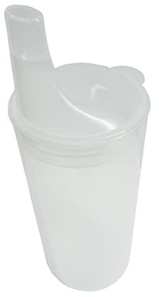 FabaCare Trinkbecher mit zwei Deckeln, Schnabeltasse, Becher für Senioren, Easy To Clean Spezialversiegelung, Transparent