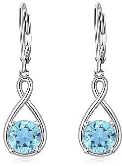 SEIYANG Damen Ohrringe aus 925 Sterling Silber Aquamarin Ohrringe blau Drop Halo Ohrringe, edlen Schmuck Geschenk für Frauen Mädchen