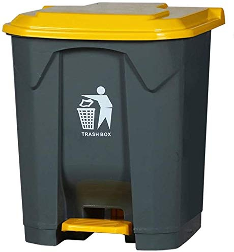 Poubelle à pied multifonction en plastique haute capacité pour extérieur, jardin, rue (jaune, 30 l)