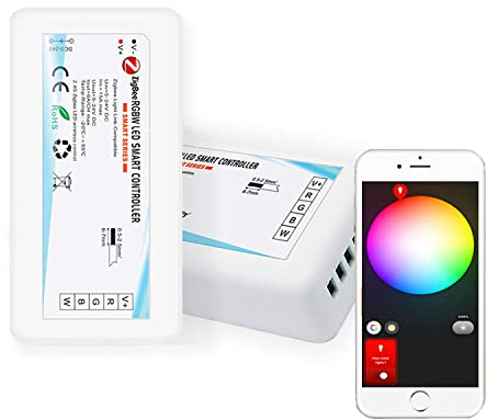 YSRSAI LED ZigBee Dimmer Controller Zigbee 3.0 RGBW LED Strip Controller 5V 12V 24V kompatibel für Zigbee3.0 Hub Tuya, Z2mqtt, Smartthings, Alexa Echo Plus (ZigBee RGBW Controller)